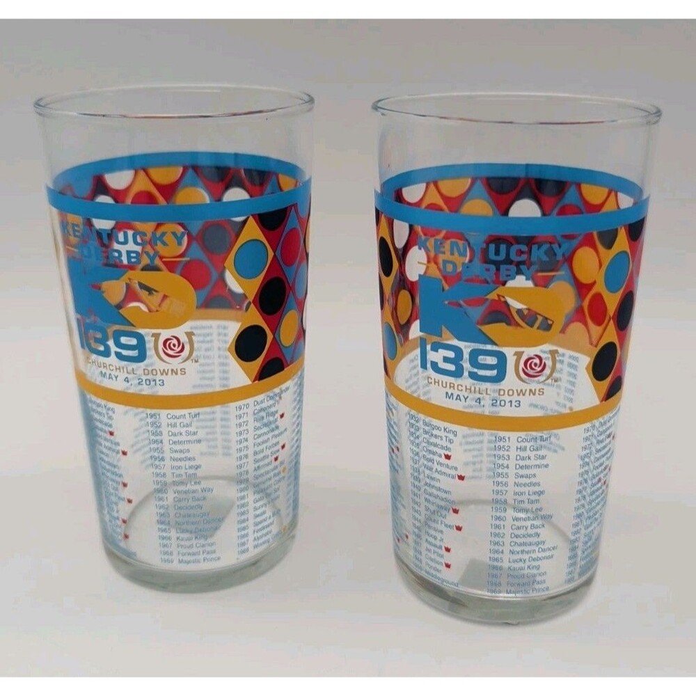 2013 Kentucky Derby 139 Churchill Downs Official Highball Glasses Louisville KY